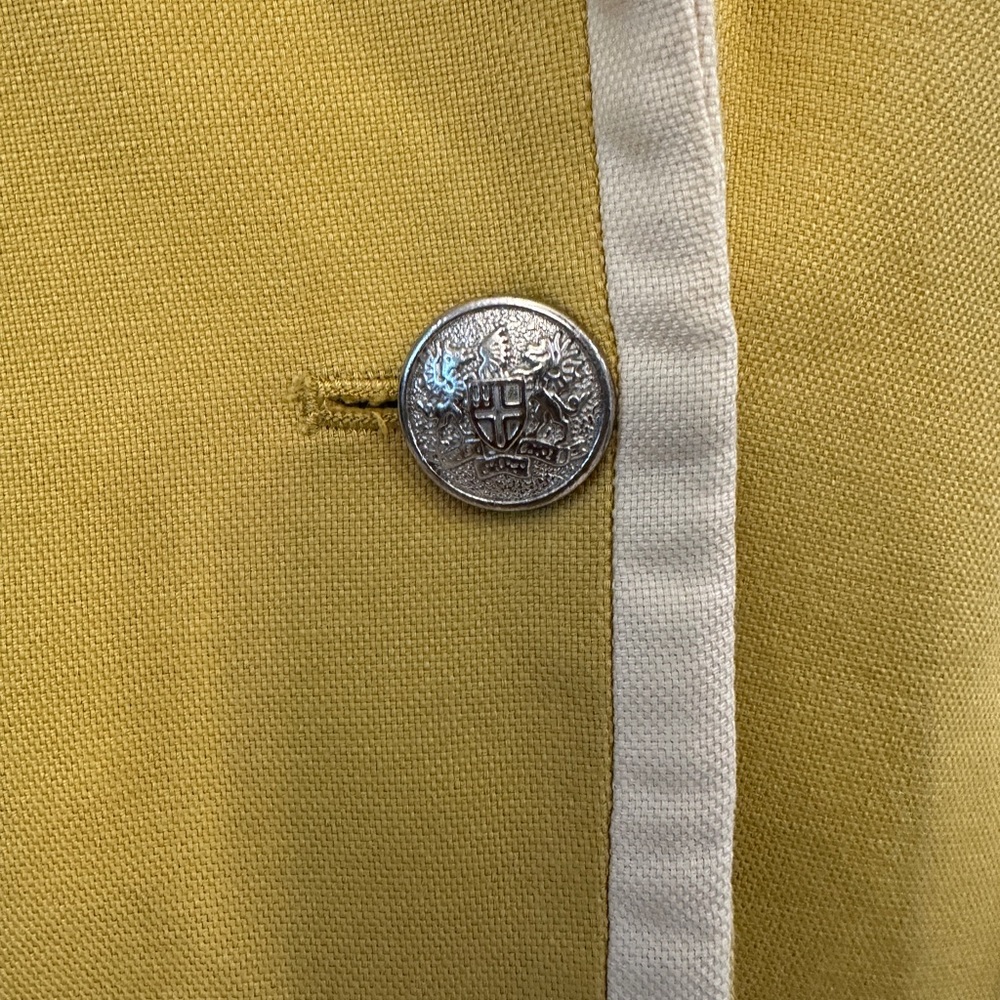 Banana Republic Yellow Blazer White Piping Trim Career Jacket - Picture 5 of 9